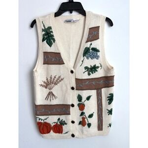 Vintage Harvest Vineyard Knit Sweater Vest Gannycore Eclectic Grandpa Cottage